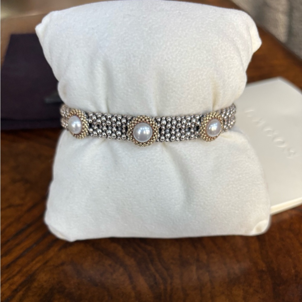 Lagos Triple Luna Pearl and 18K Gold Bracelet